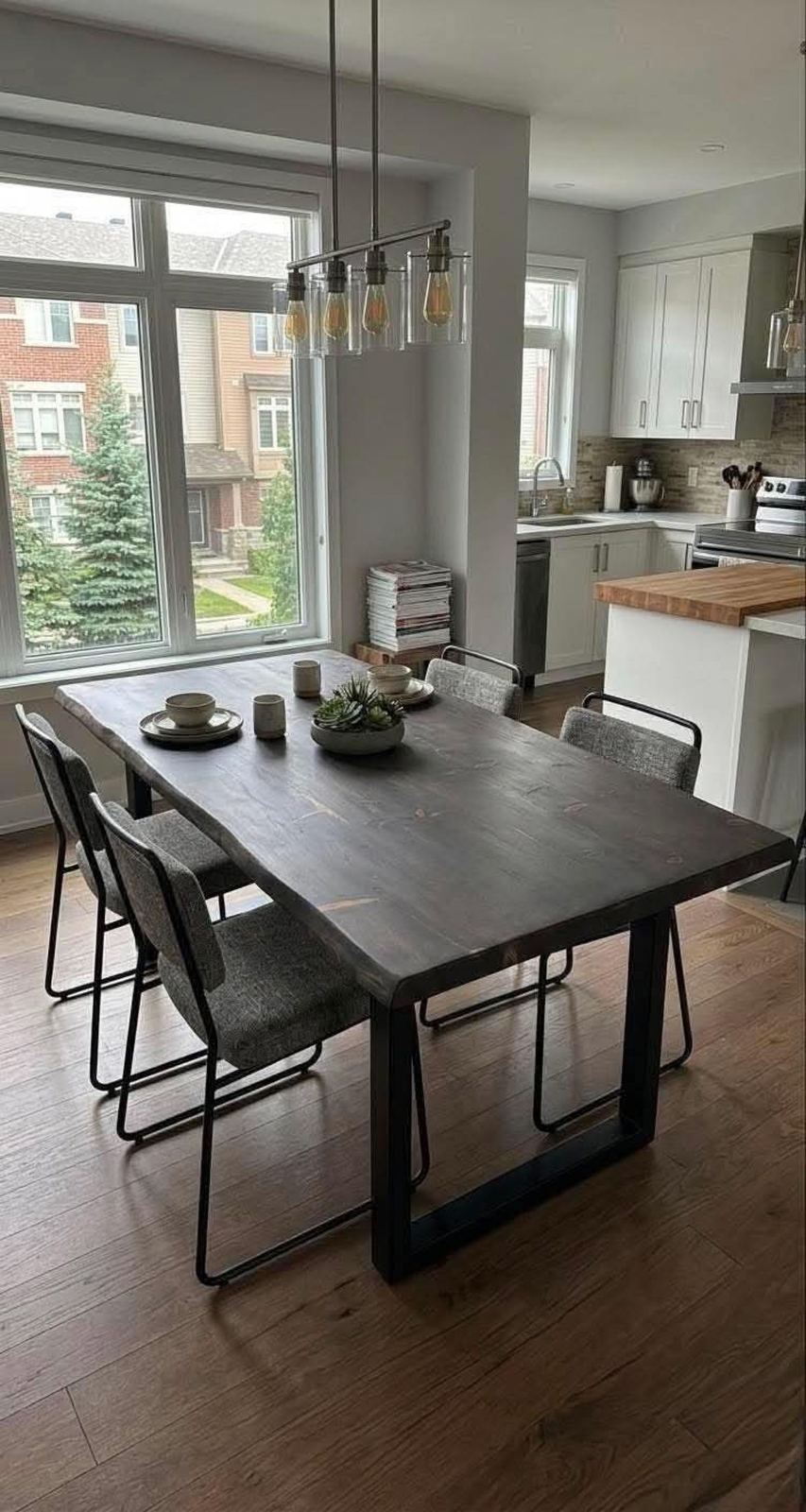 Dark solid-wood dining table