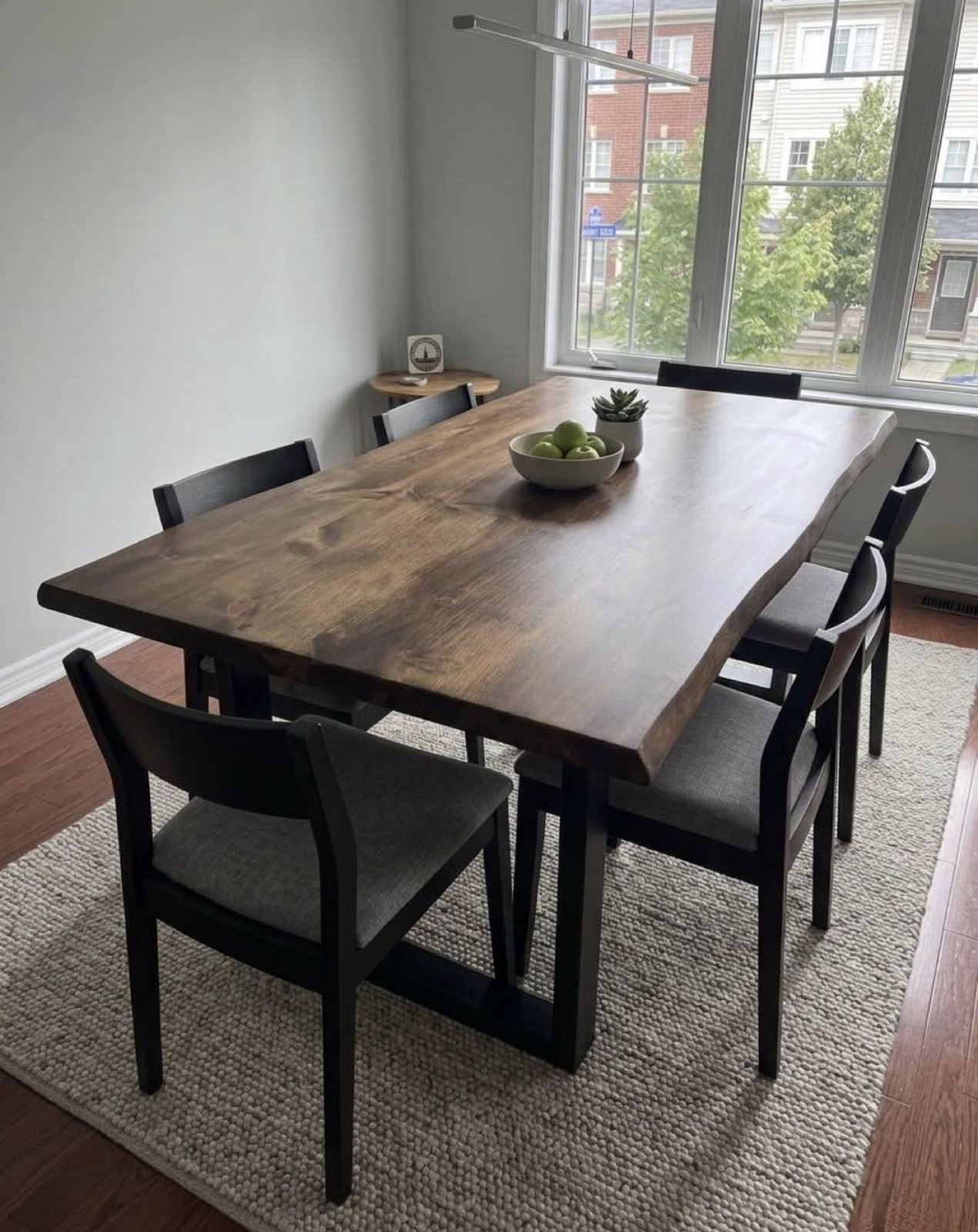 6 ft medium solid-wood dining table with chairs